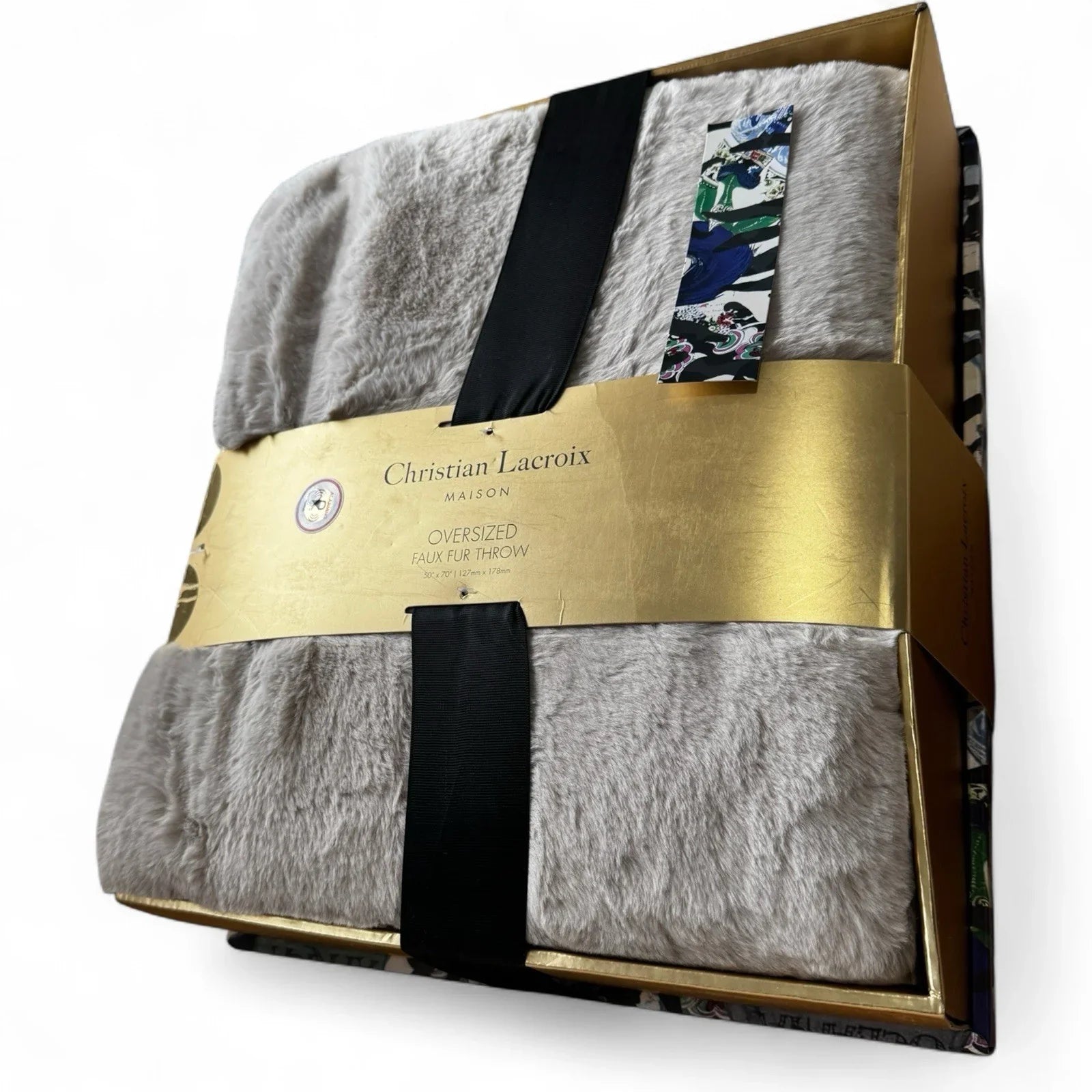 Christian Lacroix Faux Fur Throw Gray Luxury Designer Plush Gift Set - Trendiez U ♥ 