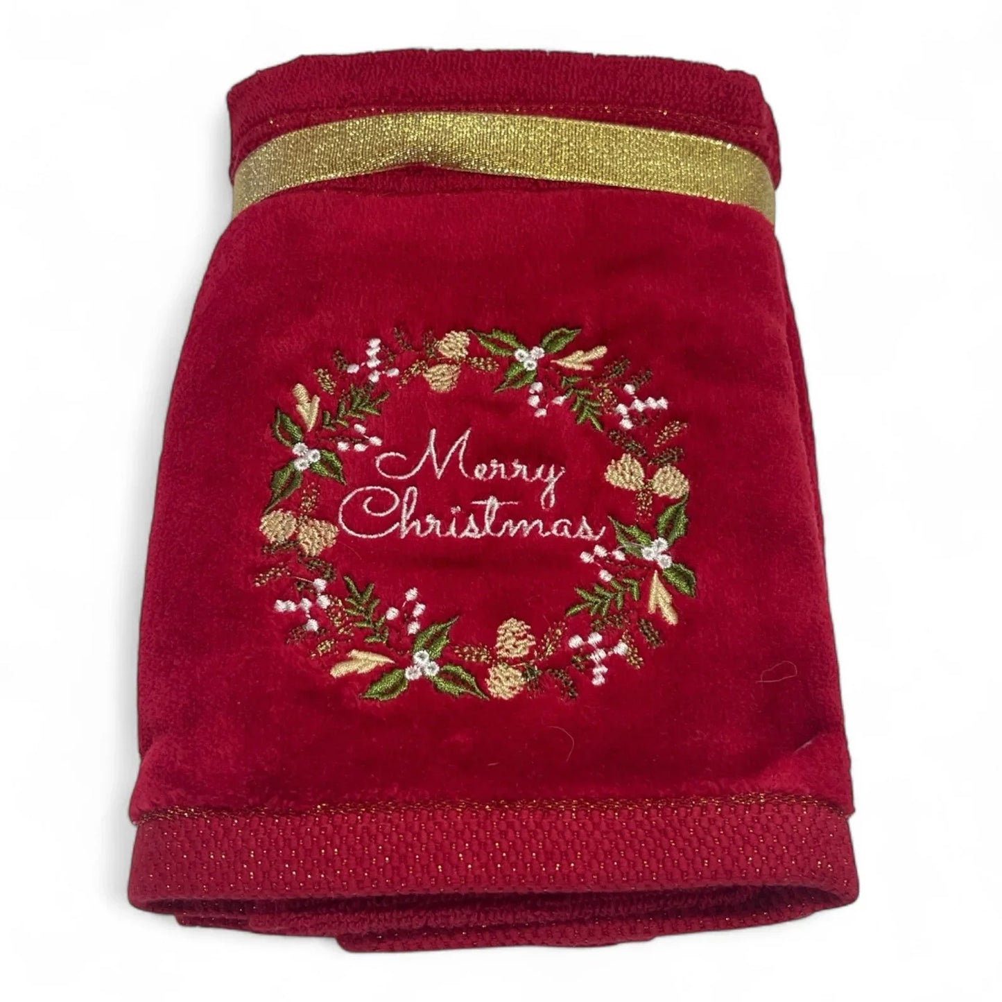 Christmas Hand Towel Set 2pc Embroidered Metallic Accents Cotton Velour Holiday - Trendiez U ♥ 