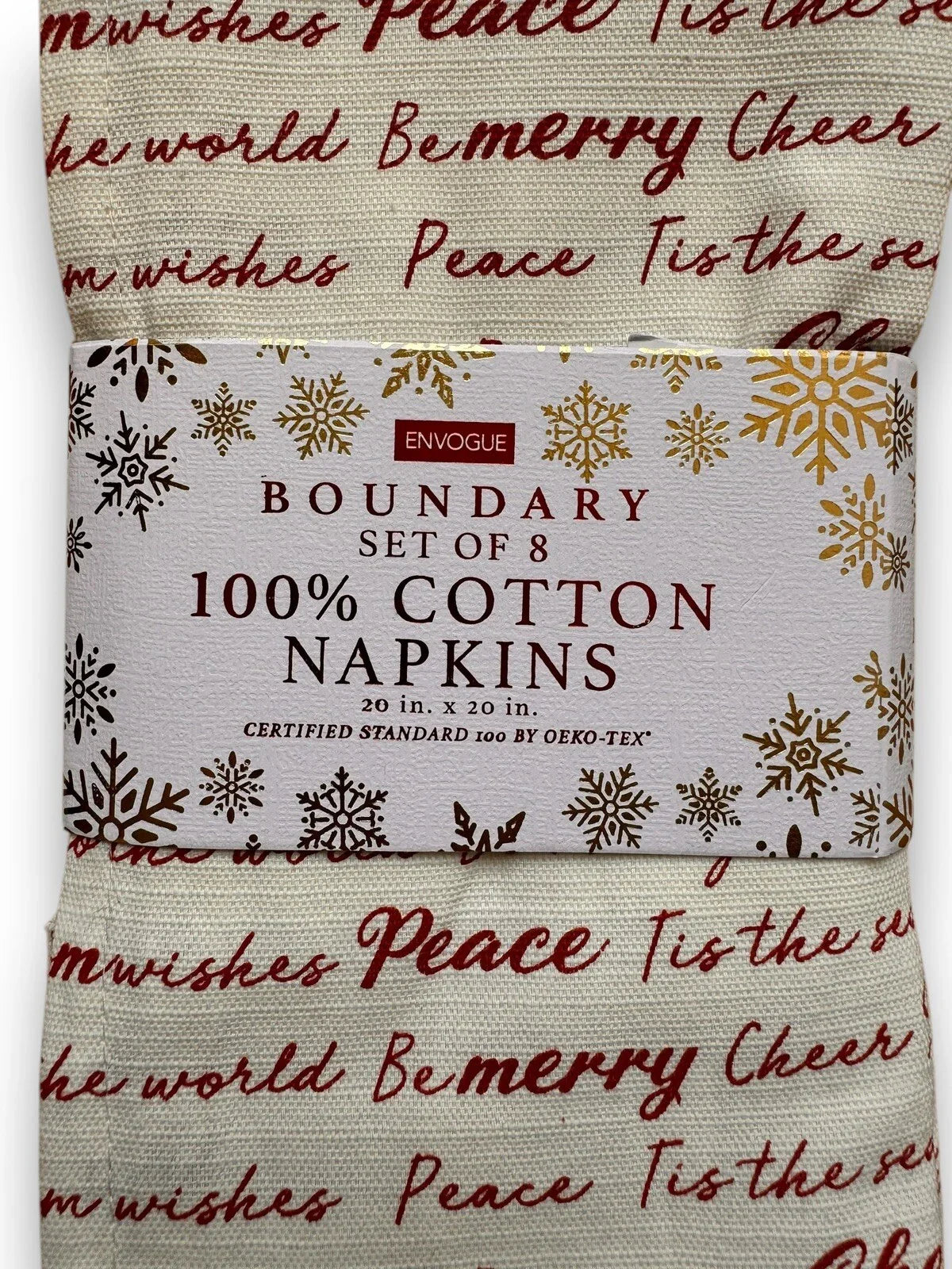 Christmas Table Napkins Set Of 8 20x20 Red Off-White Inspirational 100% Cotton - Trendiez U ♥ 