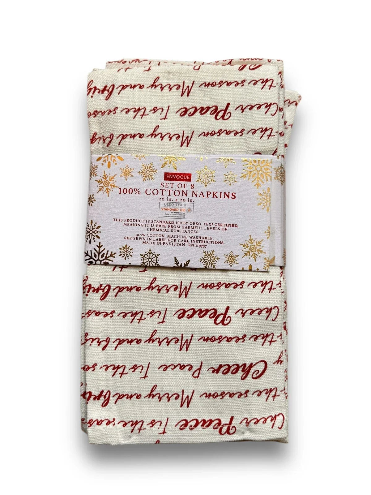 Christmas Table Napkins Set Of 8 20x20 Red Off-White Inspirational 100% Cotton - Trendiez U ♥ 