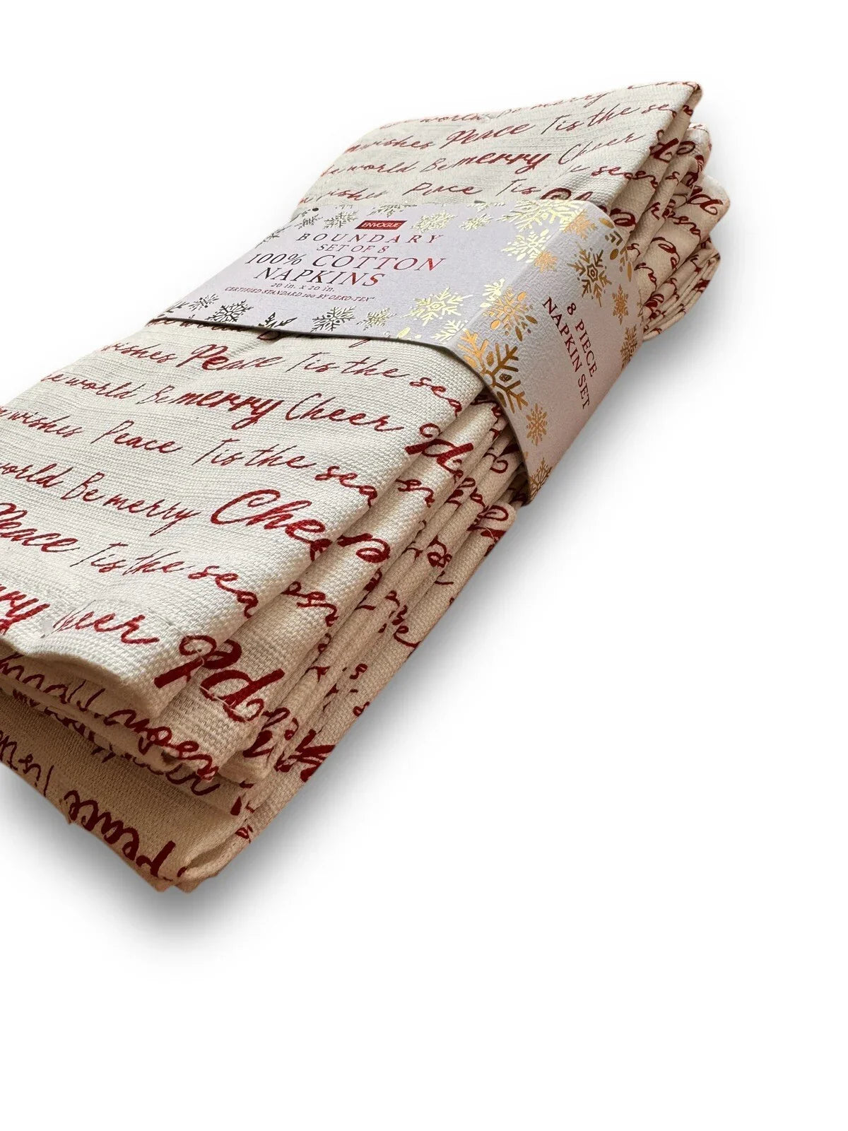 Christmas Table Napkins Set Of 8 20x20 Red Off-White Inspirational 100% Cotton - Trendiez U ♥ 
