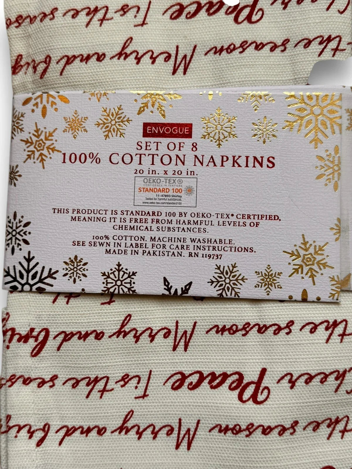 Christmas Table Napkins Set Of 8 20x20 Red Off-White Inspirational 100% Cotton - Trendiez U ♥ 