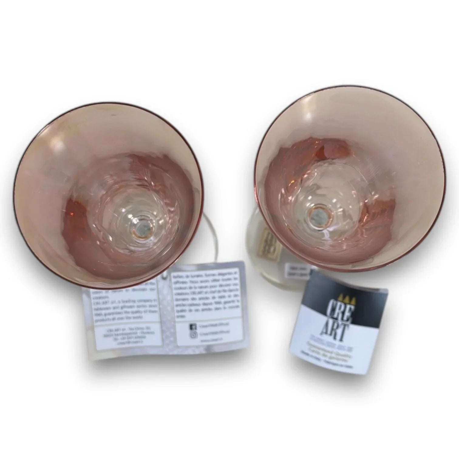 Crê Art 2 RARE NEVER USED CRISTAL CHAMPAGNE/ WINE GLASSES HAND MADE IN ITALY - Trendiez U ♥ 