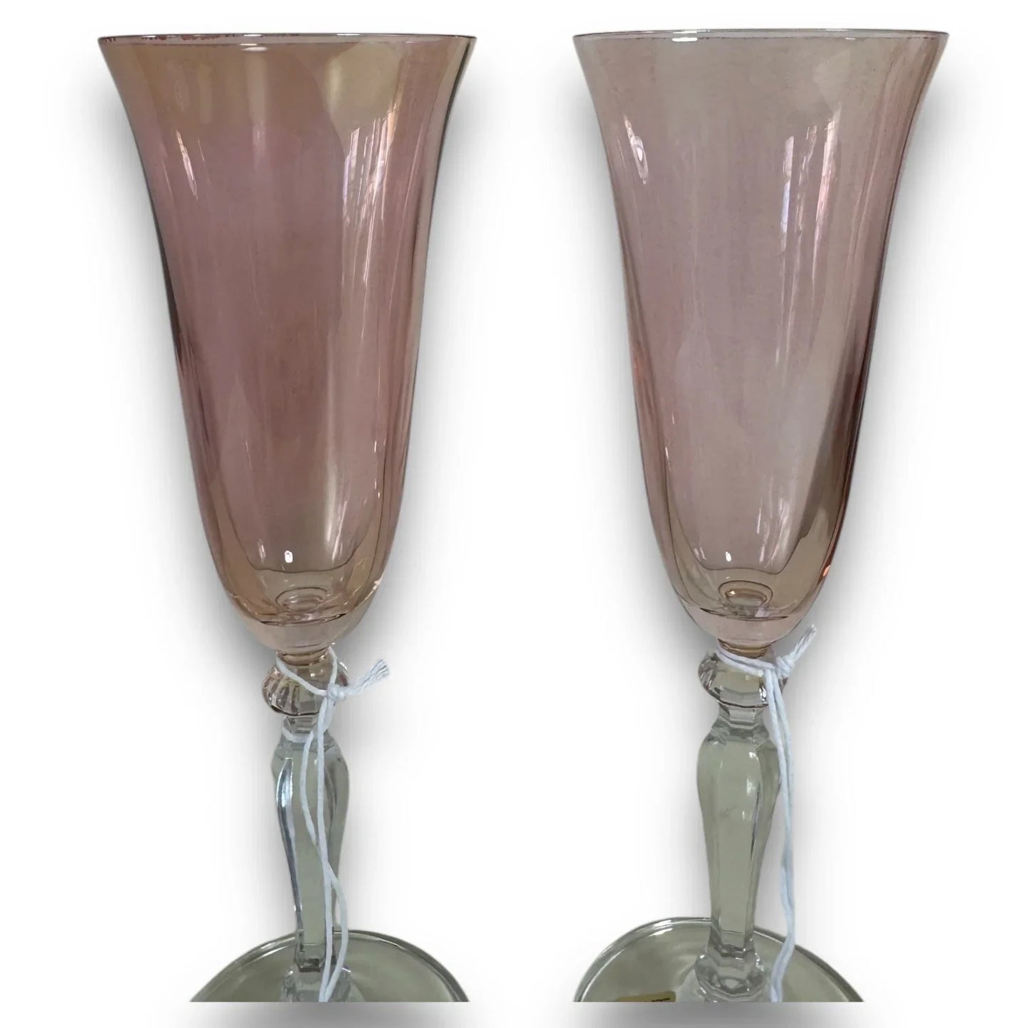 Crê Art 2 RARE NEVER USED CRISTAL CHAMPAGNE/ WINE GLASSES HAND MADE IN ITALY - Trendiez U ♥ 