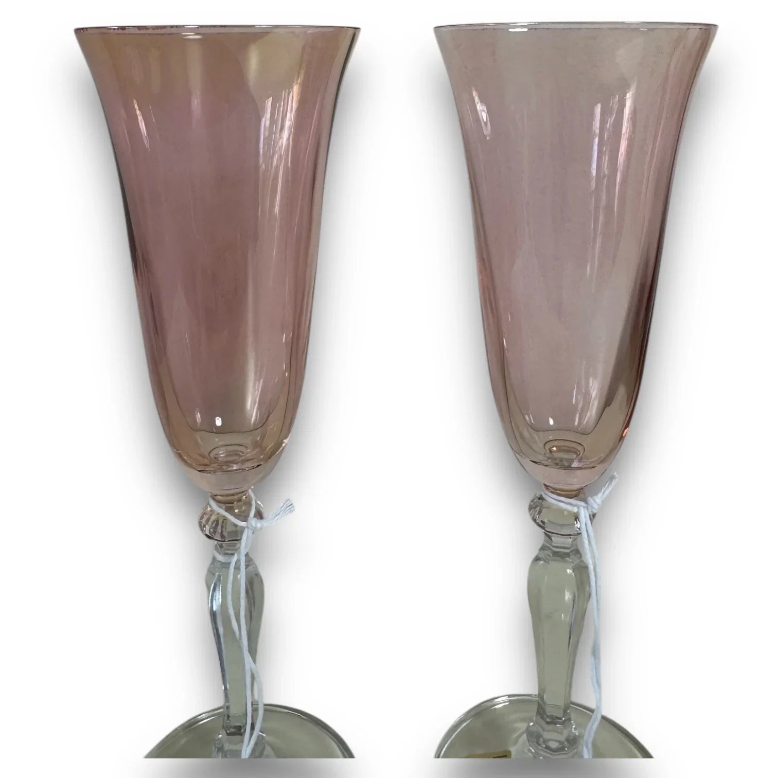 Crê Art 2 RARE NEVER USED CRISTAL CHAMPAGNE/ WINE GLASSES HAND MADE IN ITALY - Trendiez U ♥ 