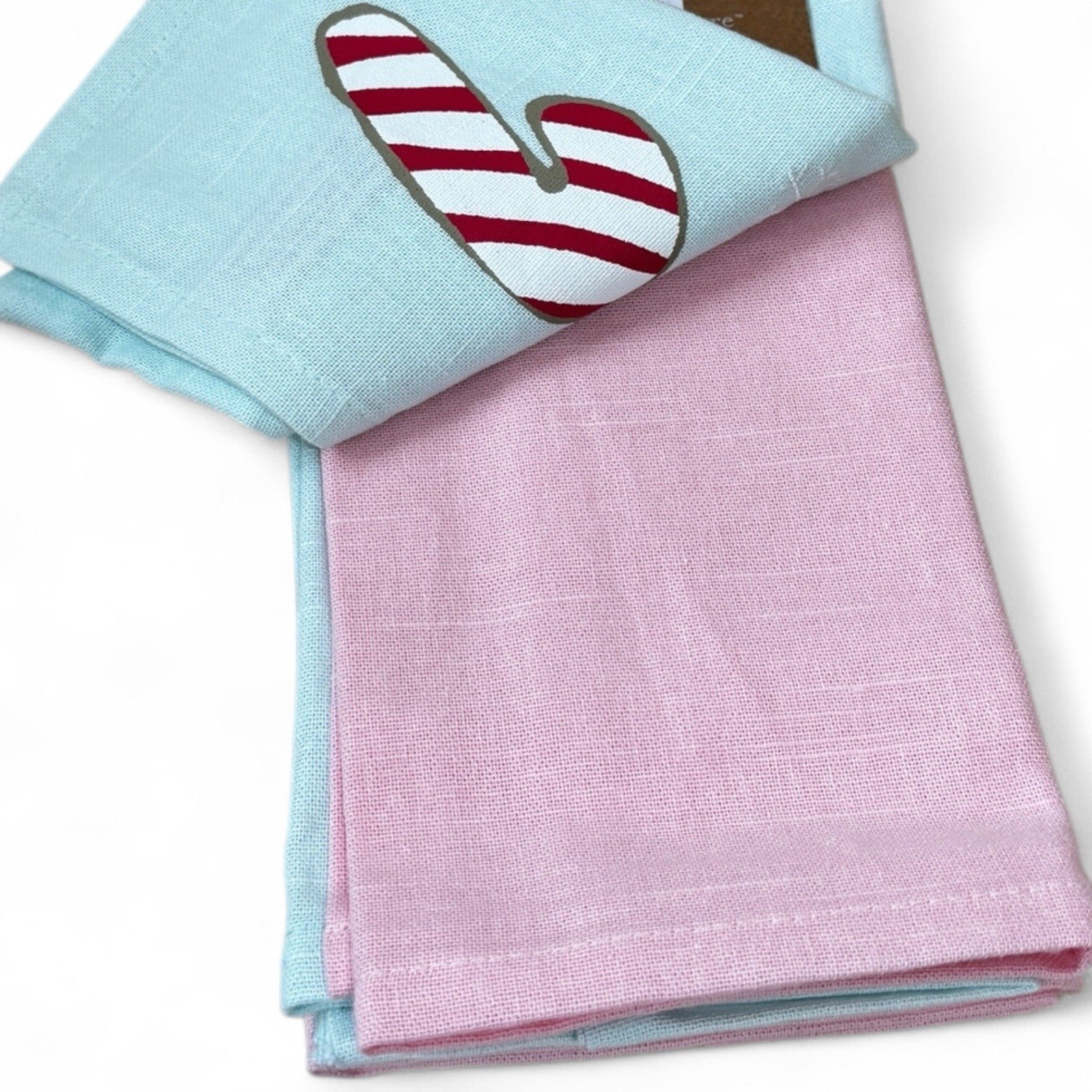 Cupcakes & Cashmere Christmas Pink Green Pastel Stitched Snowflake Napkins (4) - Trendiez U ♥ 