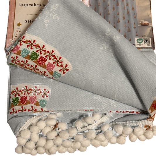 Cupcakes and Cashmere Christmas Shower Curtain Pompom Trim - Trendiez U ♥ 