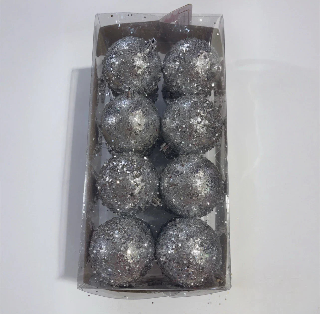 Cupcakes and Cashmere Christmas Tree Ornaments 16pc Silver Glitter Shatterproof - Trendiez U ♥ 