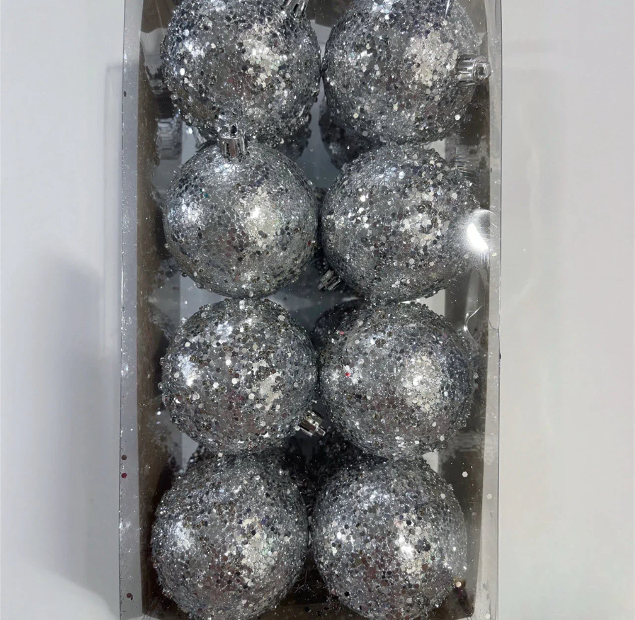 Cupcakes and Cashmere Christmas Tree Ornaments 16pc Silver Glitter Shatterproof - Trendiez U ♥ 