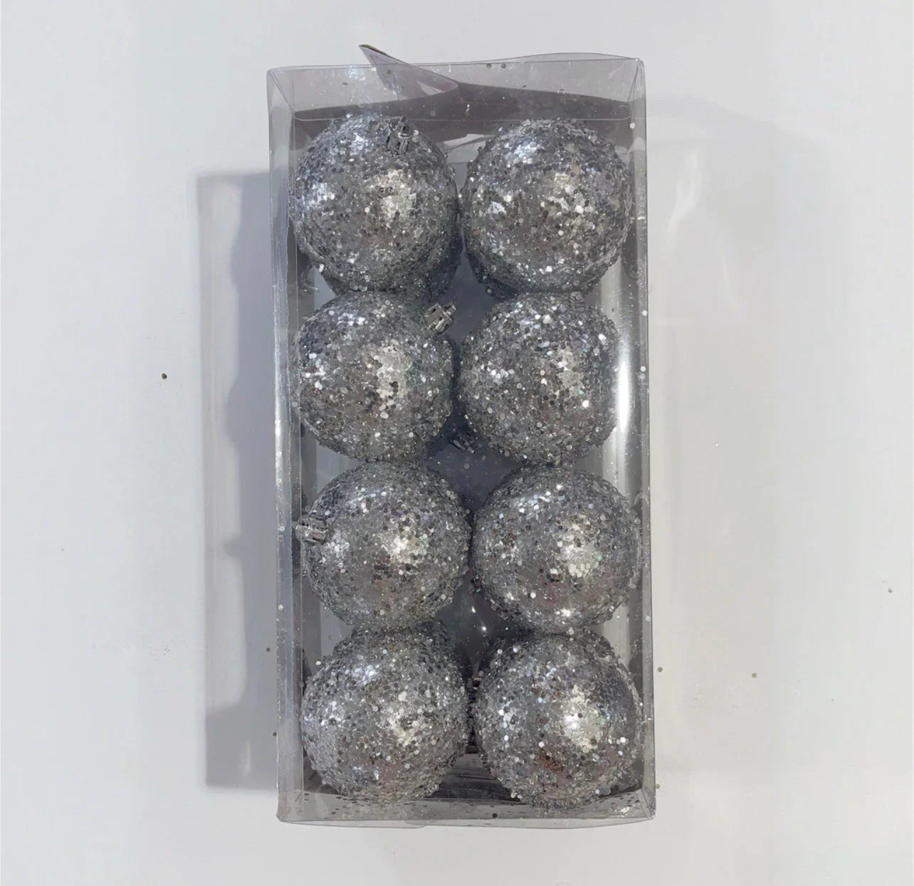 Cupcakes and Cashmere Christmas Tree Ornaments 16pc Silver Glitter Shatterproof - Trendiez U ♥ 