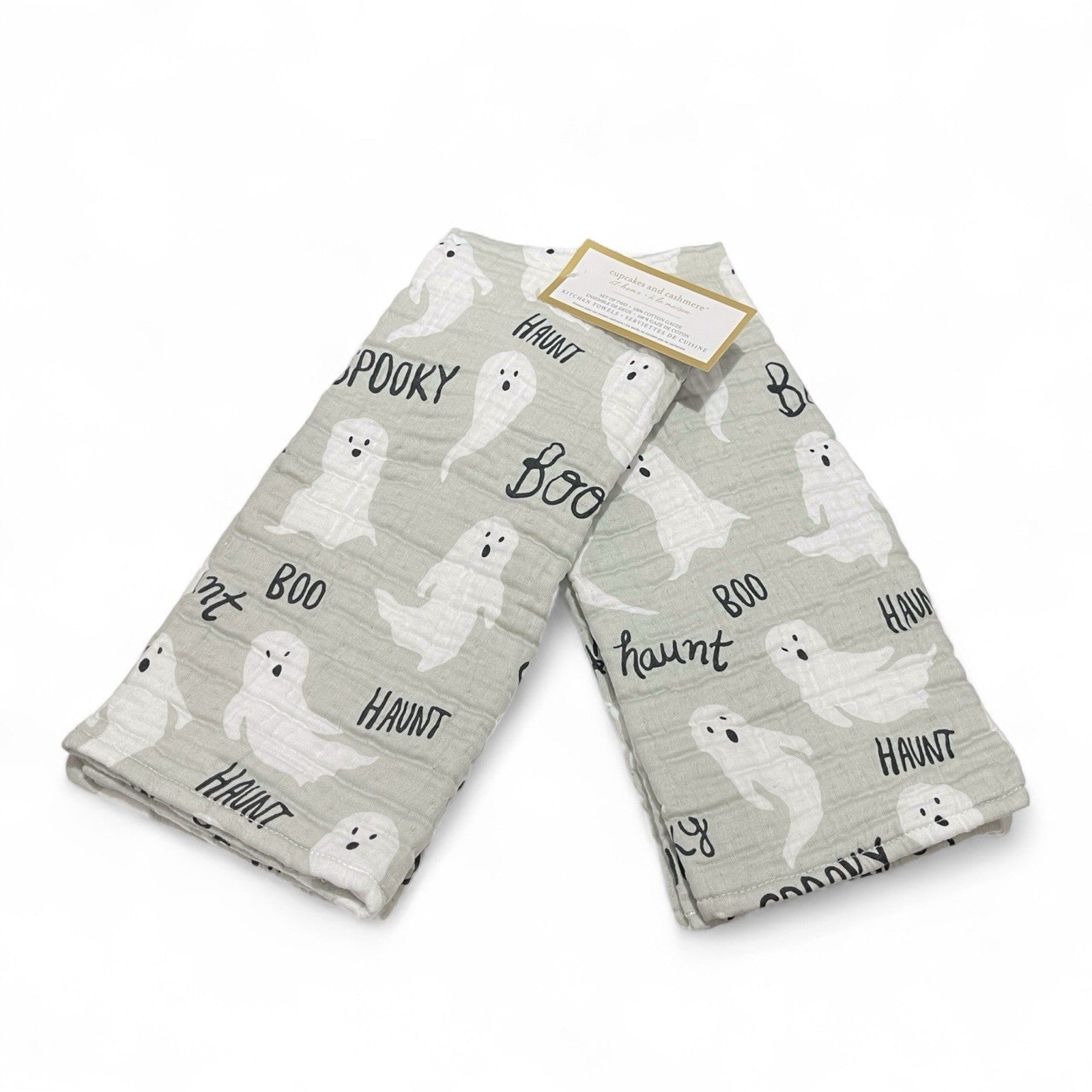 Cupcakes and Cashmere Ghosts Kitchen Towel Set 2-Piece Halloween Cottage - Trendiez U ♥ 