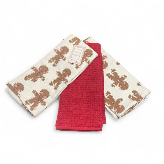 Cupcakes and Cashmere Gingerbread Christmas Man Kitchen Towel Set of 3 - Trendiez U ♥ 