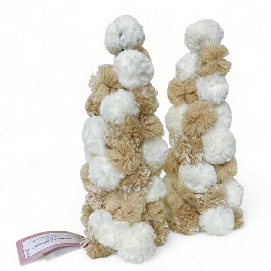 Cupcakes and Cashmere Gold Pom Pom Christmas Tree – 2 Piece Set 14" - Trendiez U ♥ 