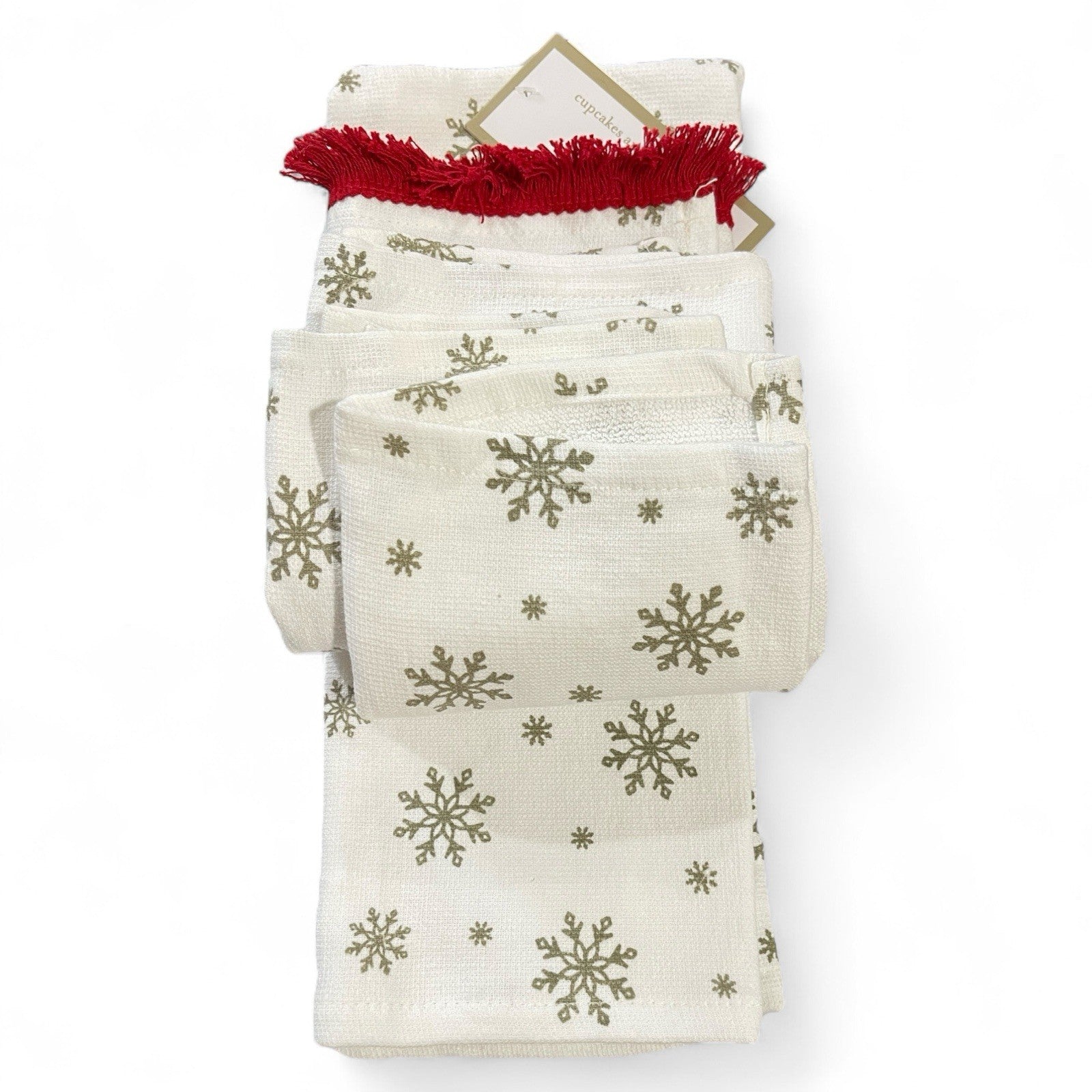Cupcakes and Cashmere Kitchen Towel Set — 3pc, Nutcracker Embroidered, Fringed Trim - Trendiez U ♥ 