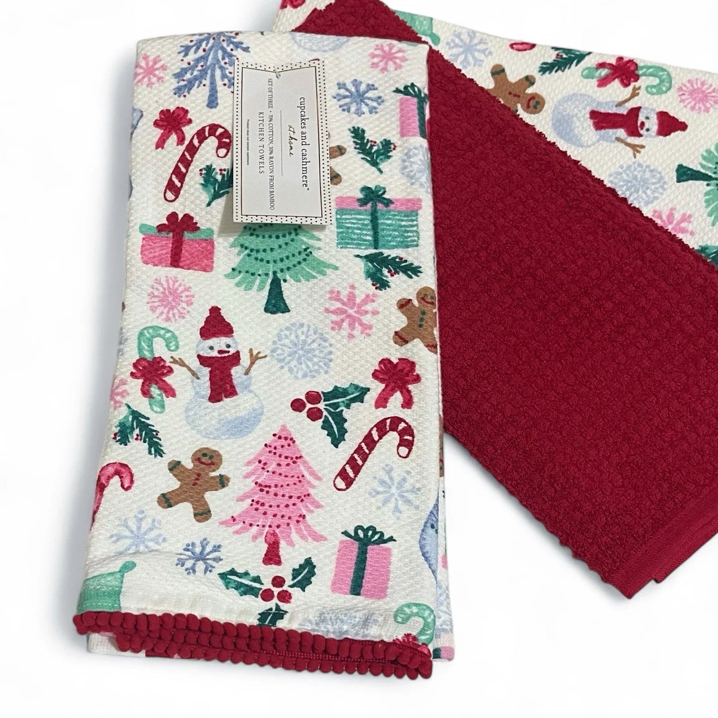 Cupcakes and Cashmere Kitchen Towel Set of 3 Gingerbread Candy Cane Christmas - Trendiez U ♥ 