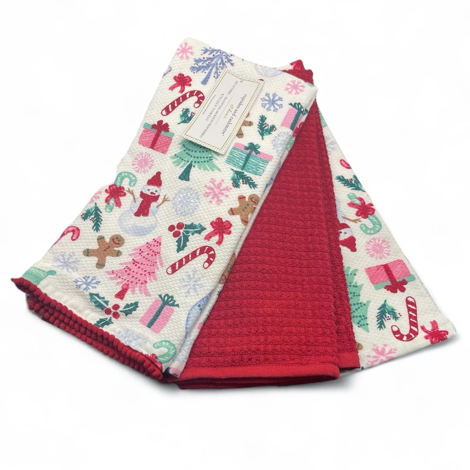 Cupcakes and Cashmere Kitchen Towel Set of 3 Gingerbread Candy Cane Christmas - Trendiez U ♥ 