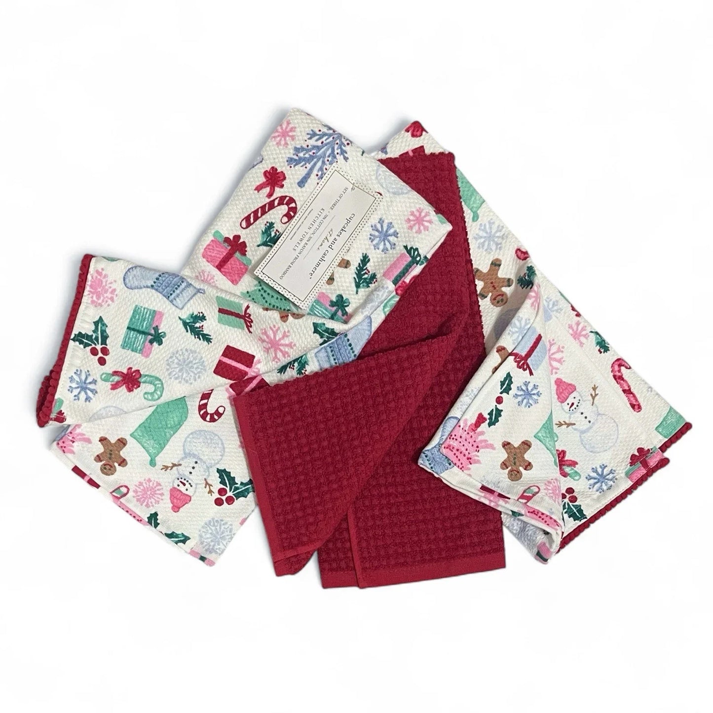 Cupcakes and Cashmere Kitchen Towel Set of 3 Gingerbread Candy Cane Christmas - Trendiez U ♥ 