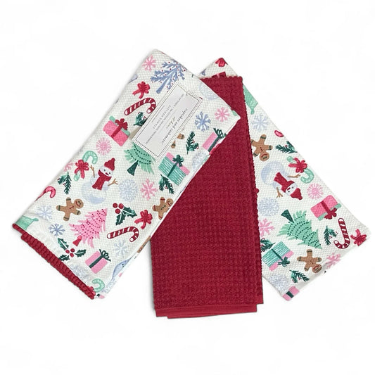 Cupcakes and Cashmere Kitchen Towel Set of 3 Gingerbread Candy Cane Christmas - Trendiez U ♥ 