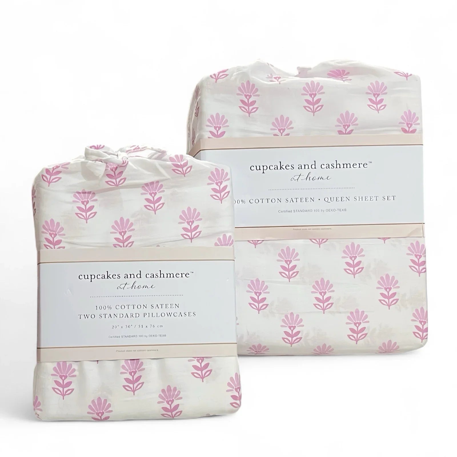 Cupcakes and Cashmere Pink Flowers 6PC Queen Sheet Set Cotton Sateen Floral - Trendiez U ♥ 