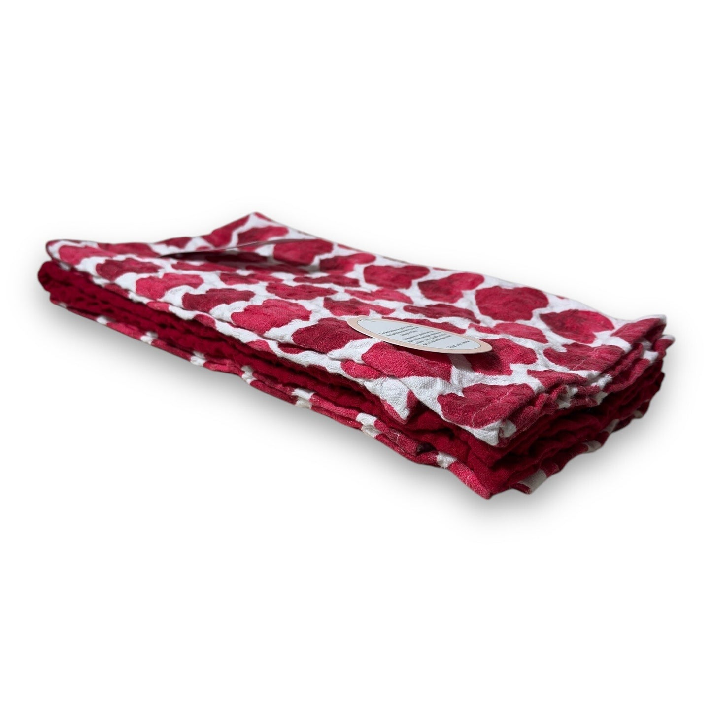 Cupcakes and Cashmere Waffle Woven Heart Kitchen Dish Towels — Red & Pink - Trendiez U ♥ 