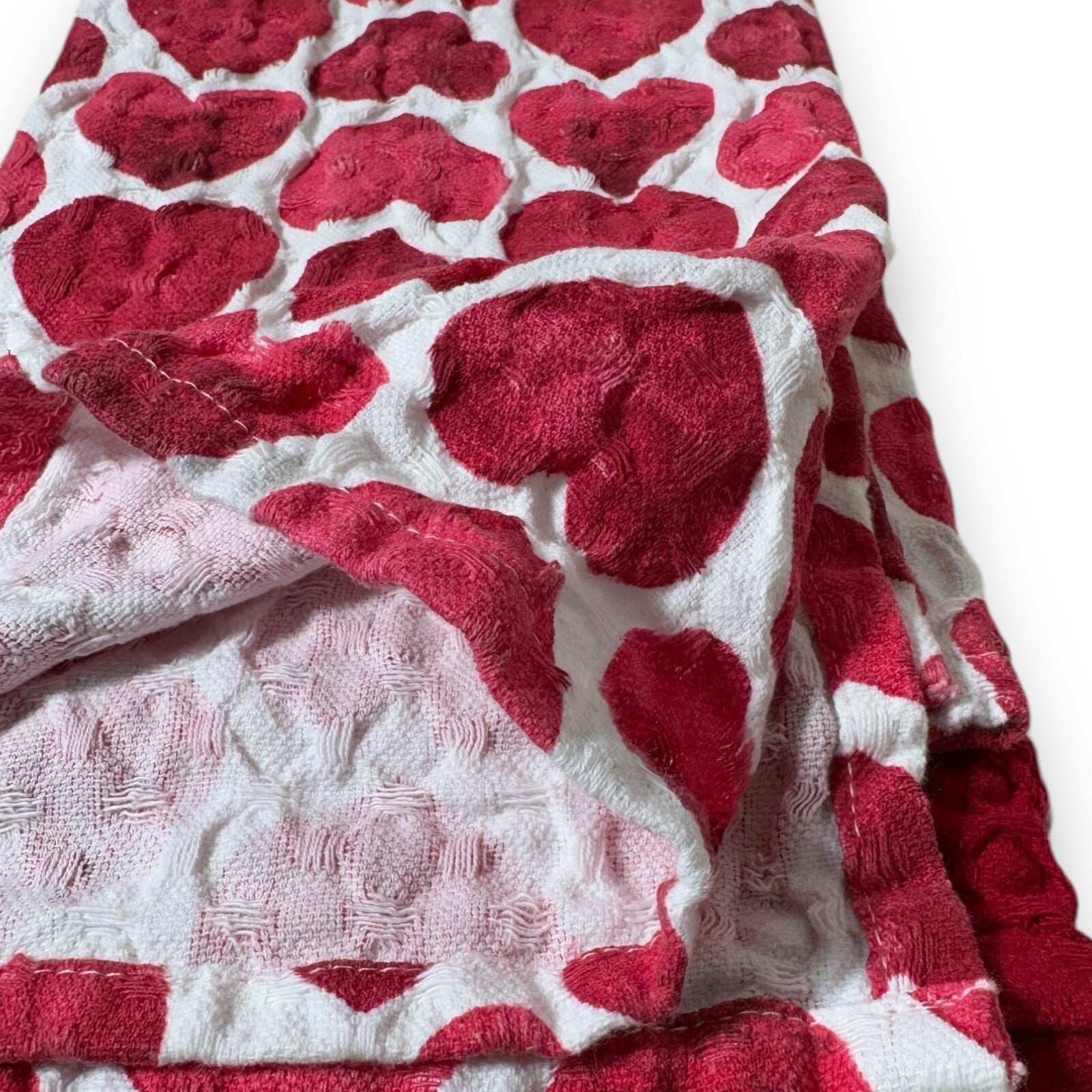 Cupcakes and Cashmere Waffle Woven Heart Kitchen Dish Towels — Red & Pink - Trendiez U ♥ 