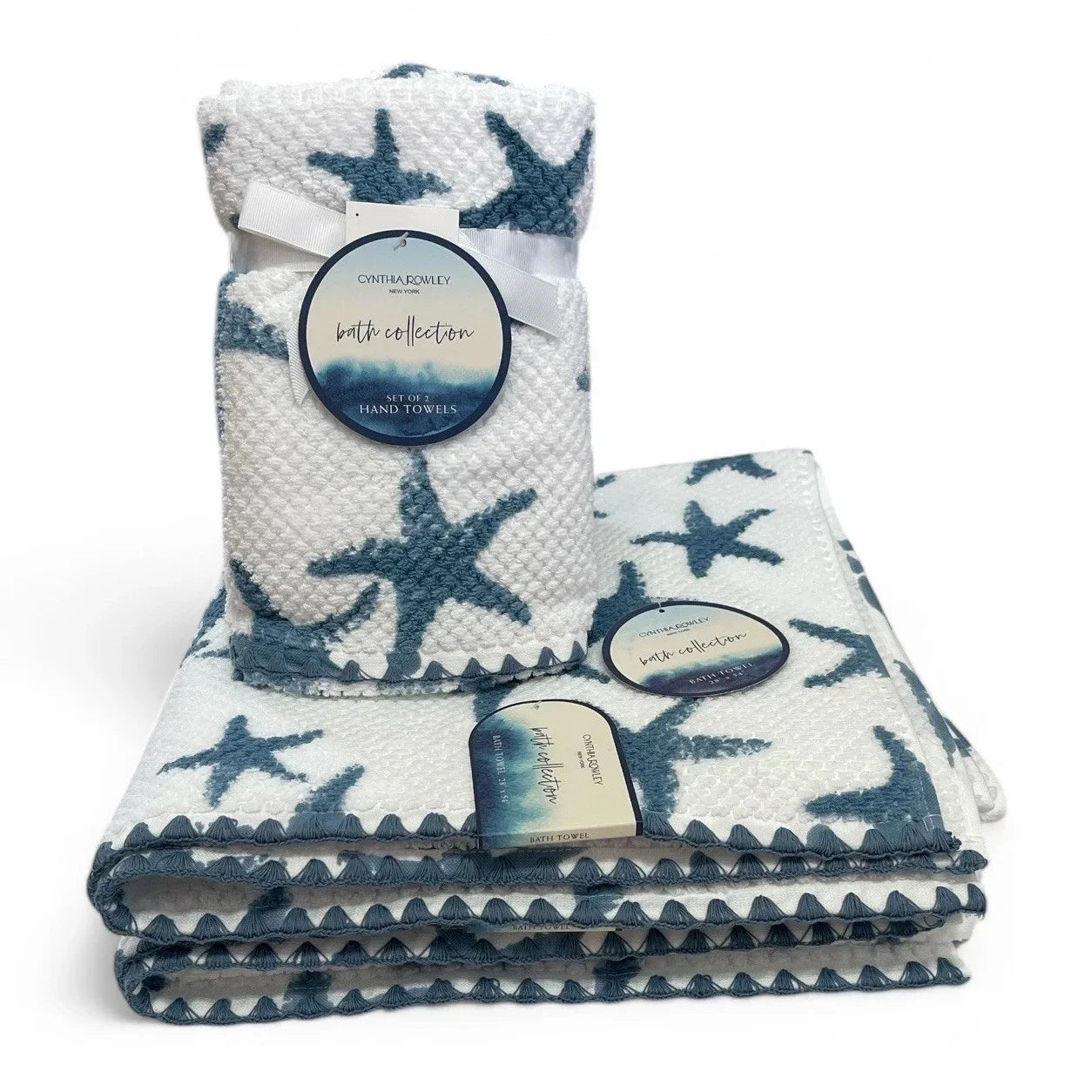 Cynthia Rowley Coastal Collection Starfish 4-Piece Bath Towel Set - Trendiez U ♥ 
