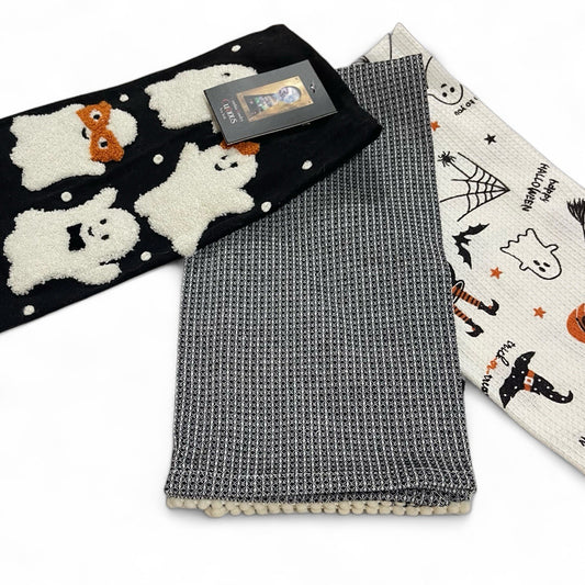 Cynthia Rowley Curious Collection Kitchen Towel Set of 3 Textured Ghosts 20x28” - Trendiez U ♥ 