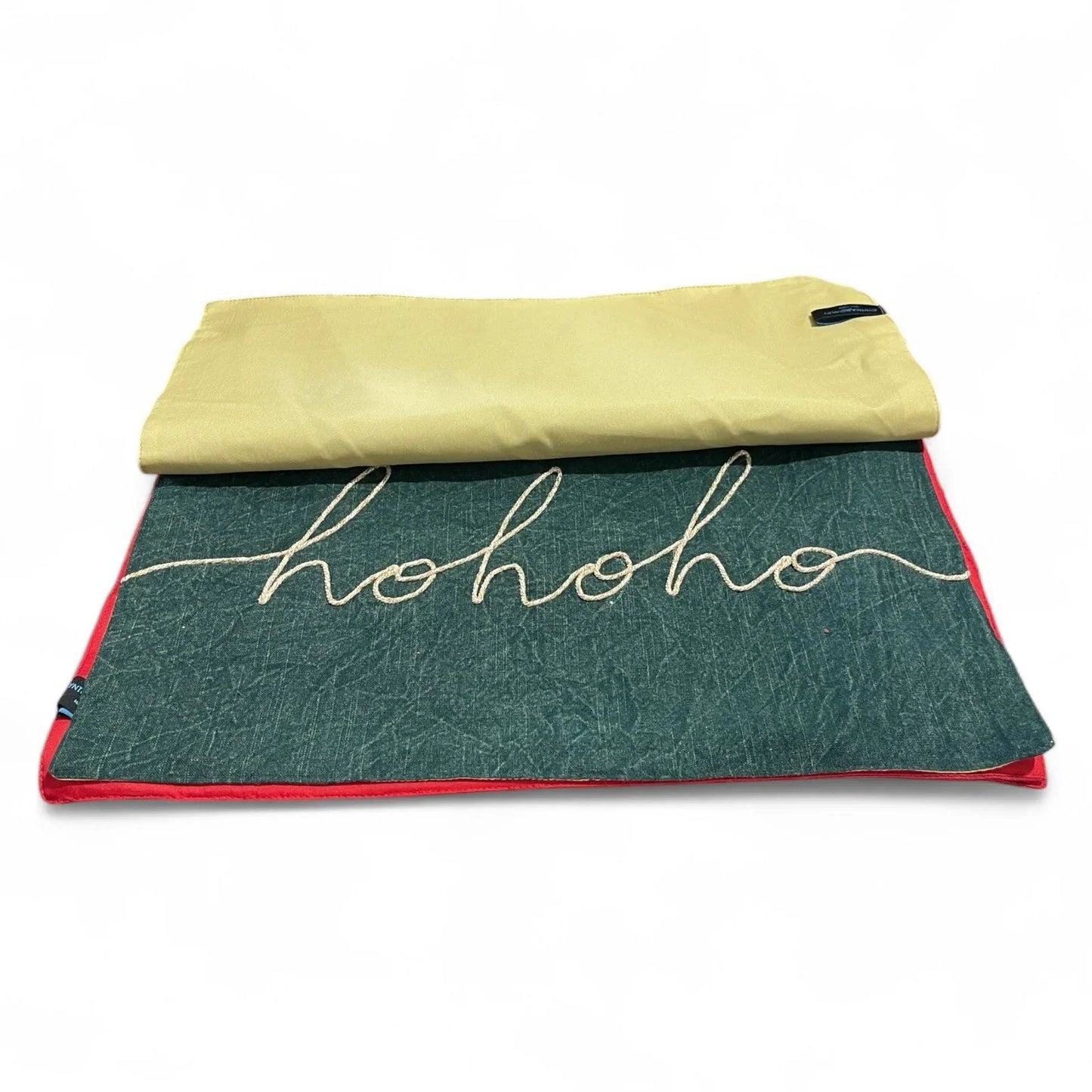 Cynthia Rowley Green/Red “Hohoho” Placemats 4PC Embroidered Christmas Farmhouse - Trendiez U ♥ 