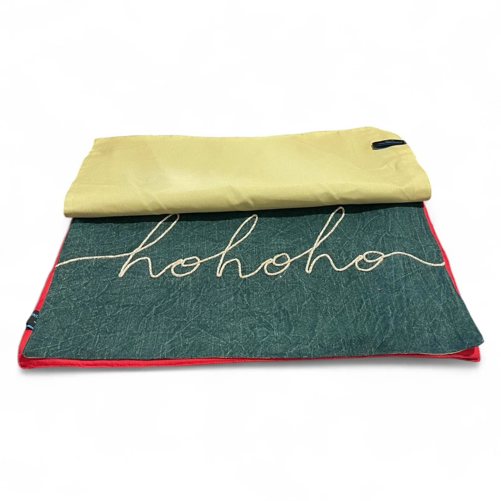 Cynthia Rowley Green/Red “Hohoho” Placemats 4PC Embroidered Christmas Farmhouse - Trendiez U ♥ 