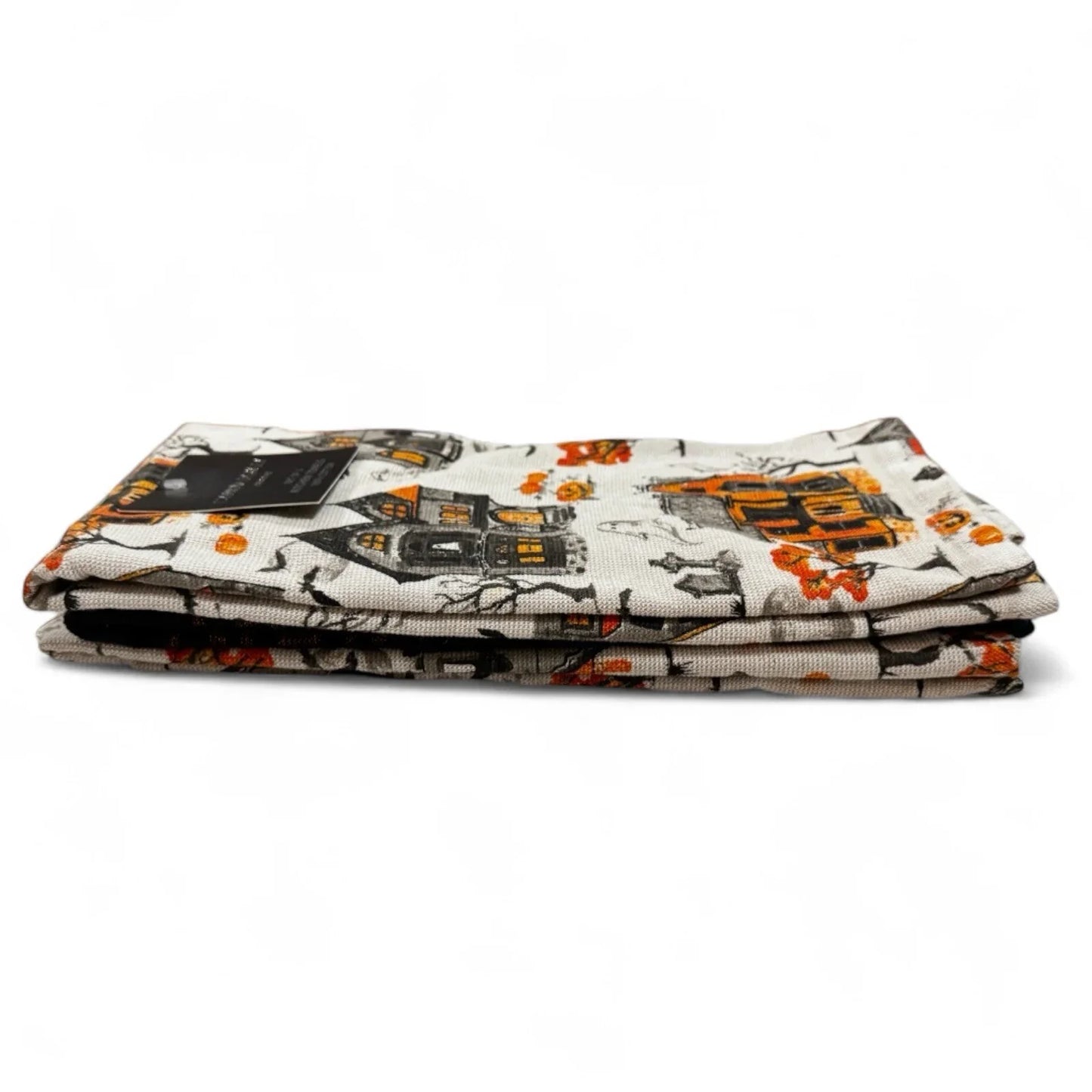 Cynthia Rowley Halloween Kitchen Towels, Haunted Houses Black and Orange, 100% Cotton - Trendiez U ♥ 
