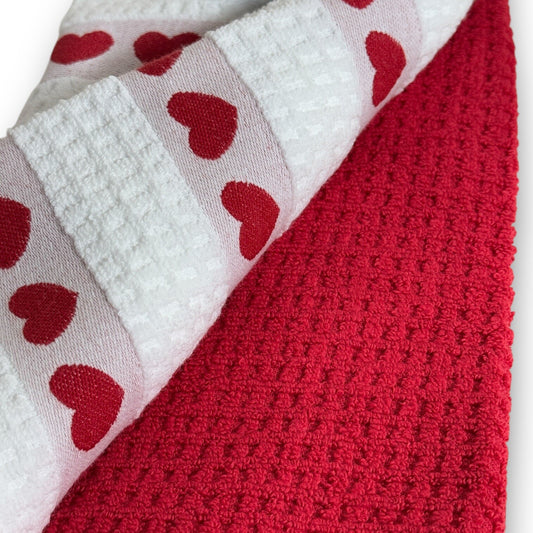 Cynthia Rowley Kitchen Towels Red Hearts 100% Cotton Quick Dry - Trendiez U ♥ 