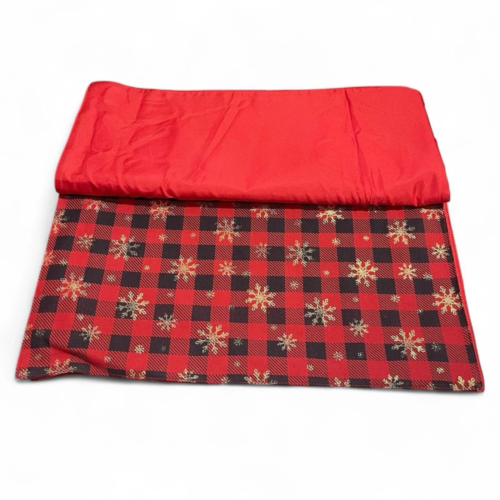 Cynthia Rowley Plaid Placemats Red/Black/Gold Metallic Snowflakes 4PC - Trendiez U ♥ 