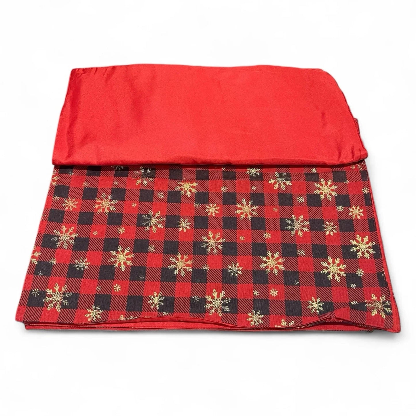 Cynthia Rowley Plaid Placemats Red/Black/Gold Metallic Snowflakes 4PC - Trendiez U ♥ 