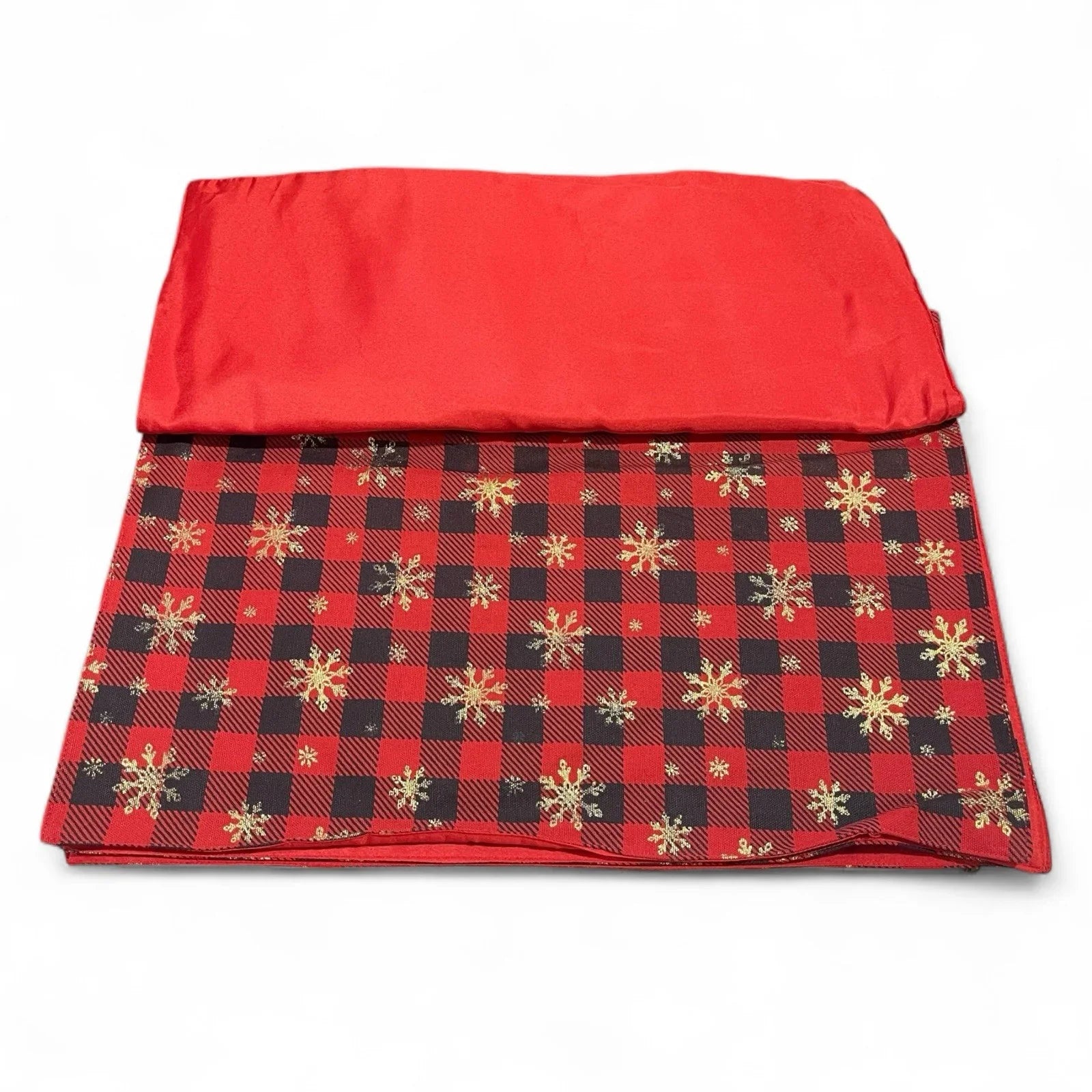 Cynthia Rowley Plaid Placemats Red/Black/Gold Metallic Snowflakes 4PC - Trendiez U ♥ 