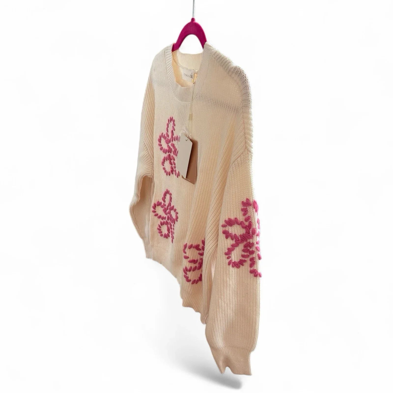 Cyrus Cream Floral Pullover Sweater Embroidered Comfy MRSP $99 NWT - Trendiez U ♥ 