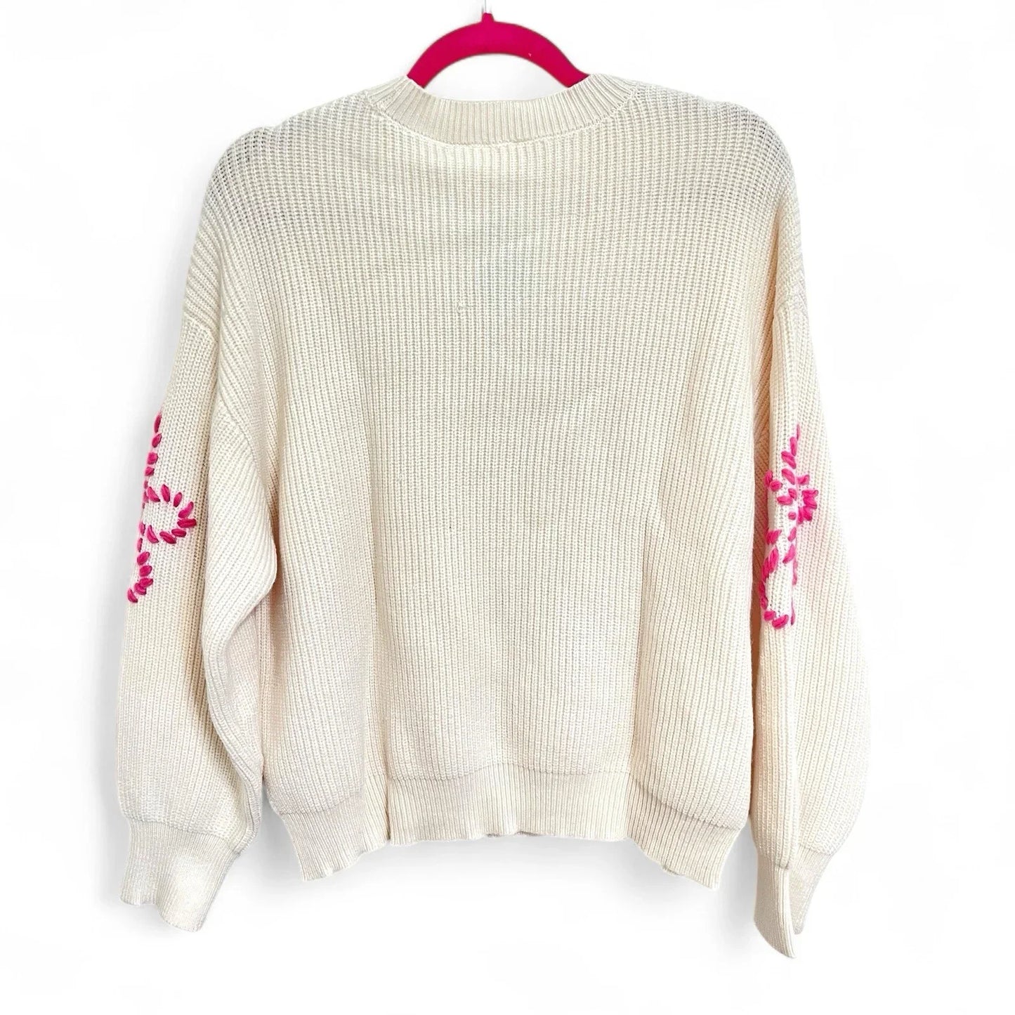 Cyrus Cream Floral Pullover Sweater Embroidered Comfy MRSP $99 NWT - Trendiez U ♥ 
