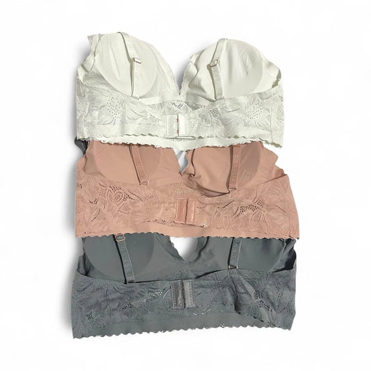 Danskin Intimates 3pck Lace Bralette Multicolor Size L Removable Cups Wireless - Trendiez U ♥ 