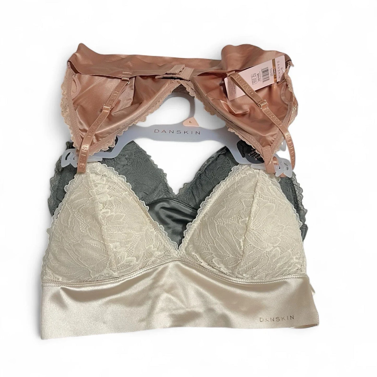 Danskin Intimates 3pck Lace Bralette Multicolor Size L Satin Removable Cups - Trendiez U ♥ 