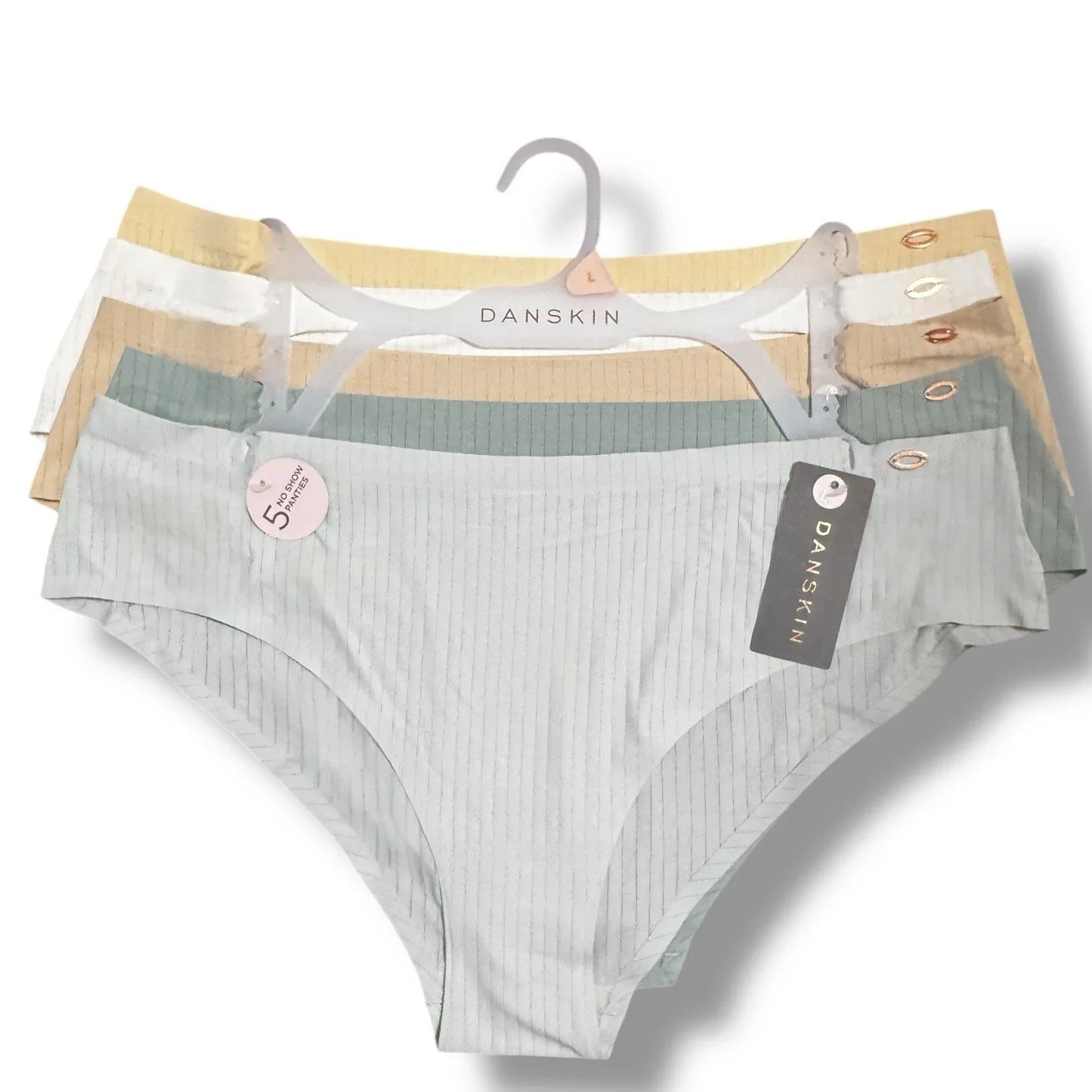 Danskin Intimates Women’s Underwear Soft No Show Panties 5 set, Size : L - Trendiez U ♥ 