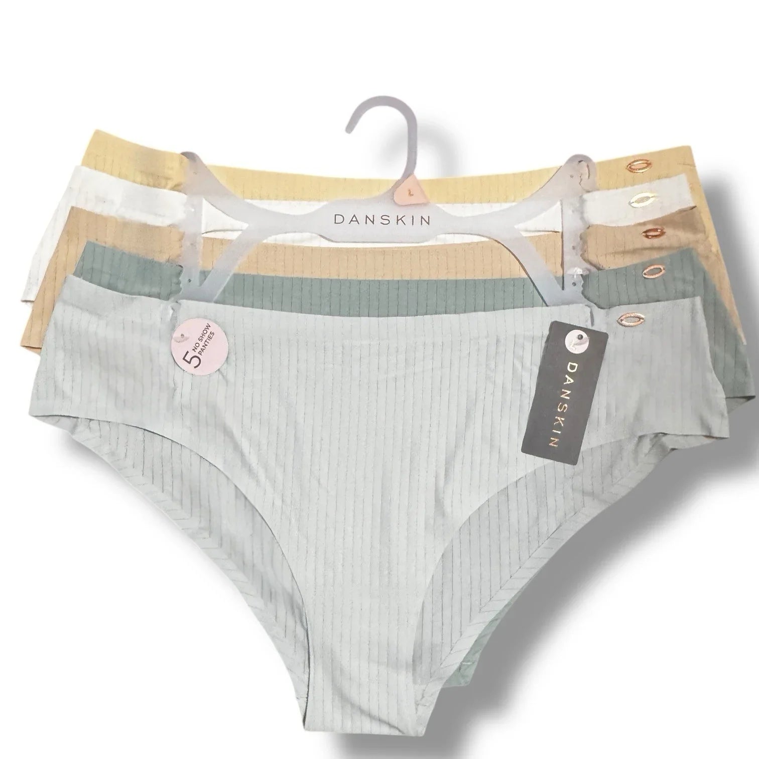 Danskin Intimates Women’s Underwear Soft No Show Panties 5 set, Size : L - Trendiez U ♥ 