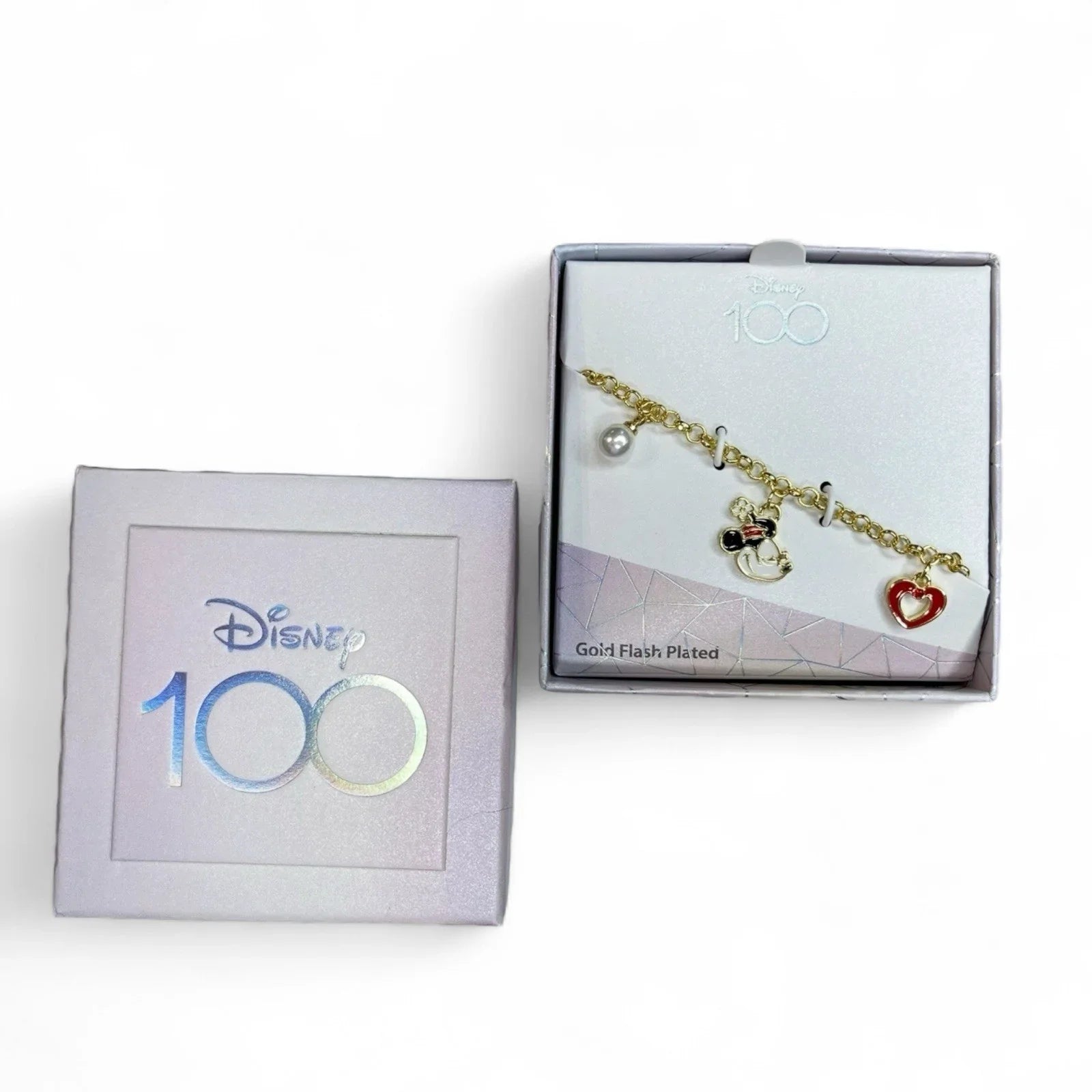 Disney 100 Years Minnie Mouse Charm Bracelet Gold Overlay Adjustable NIB 🆓📦 - Trendiez U ♥ 