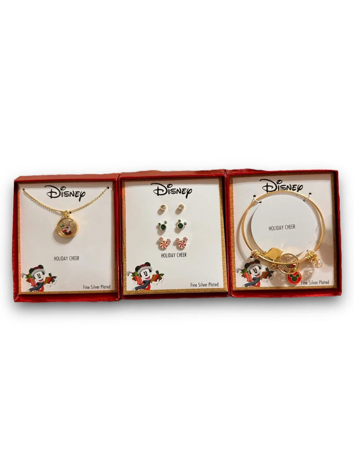 Disney Mickey Charm Bracelet, Necklace & Matching Earrings Bangle Gift Set - Trendiez U ♥ 