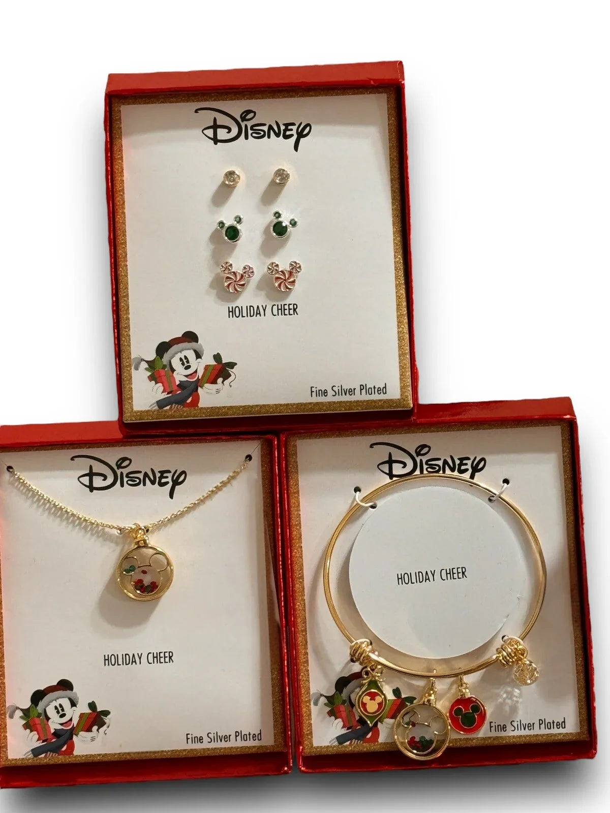 Disney Mickey Charm Bracelet, Necklace & Matching Earrings Bangle Gift Set - Trendiez U ♥ 
