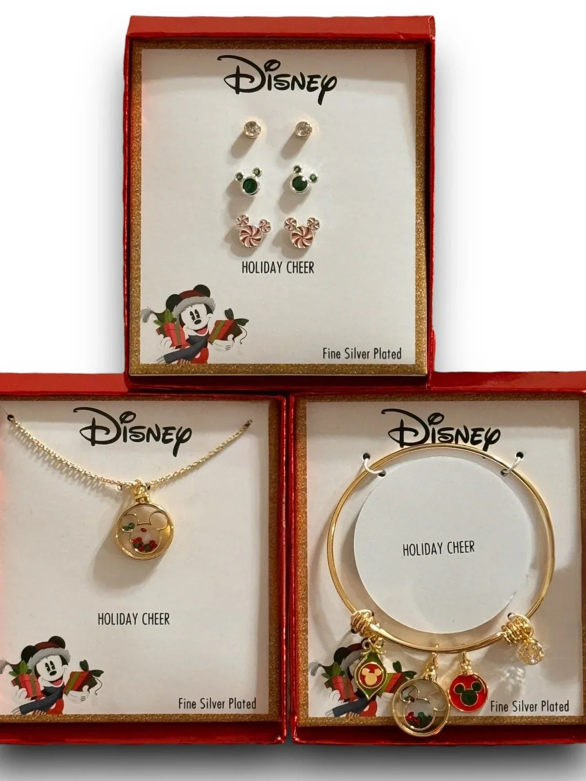 Disney Mickey Charm Bracelet, Necklace & Matching Earrings Bangle Gift Set - Trendiez U ♥ 