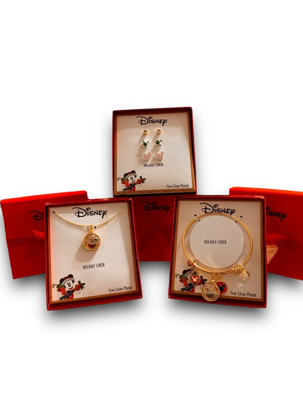 Disney Mickey Charm Bracelet, Necklace & Matching Earrings Bangle Gift Set - Trendiez U ♥ 