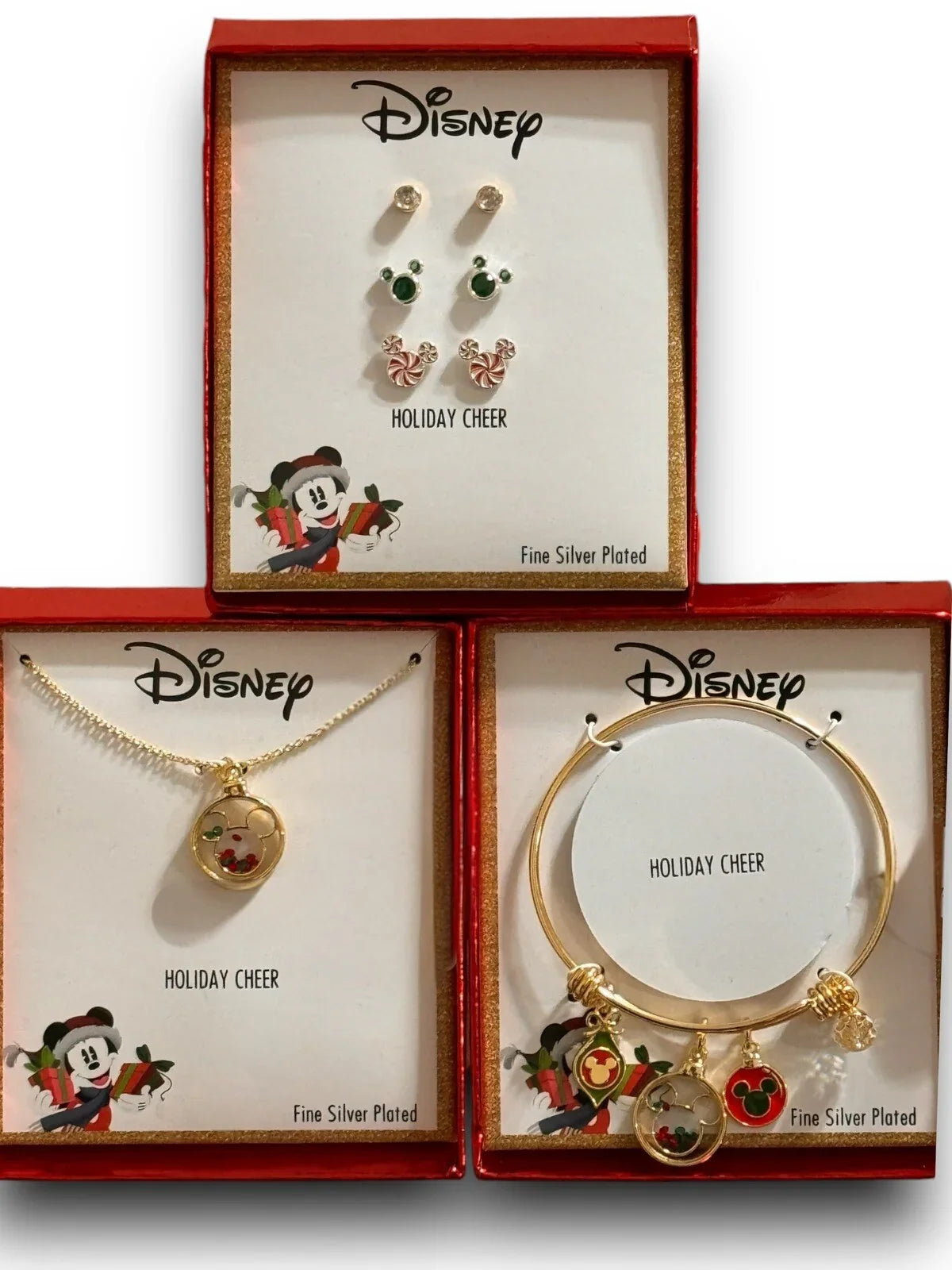 Disney Mickey Charm Bracelet, Necklace & Matching Earrings Bangle Gift Set - Trendiez U ♥ 