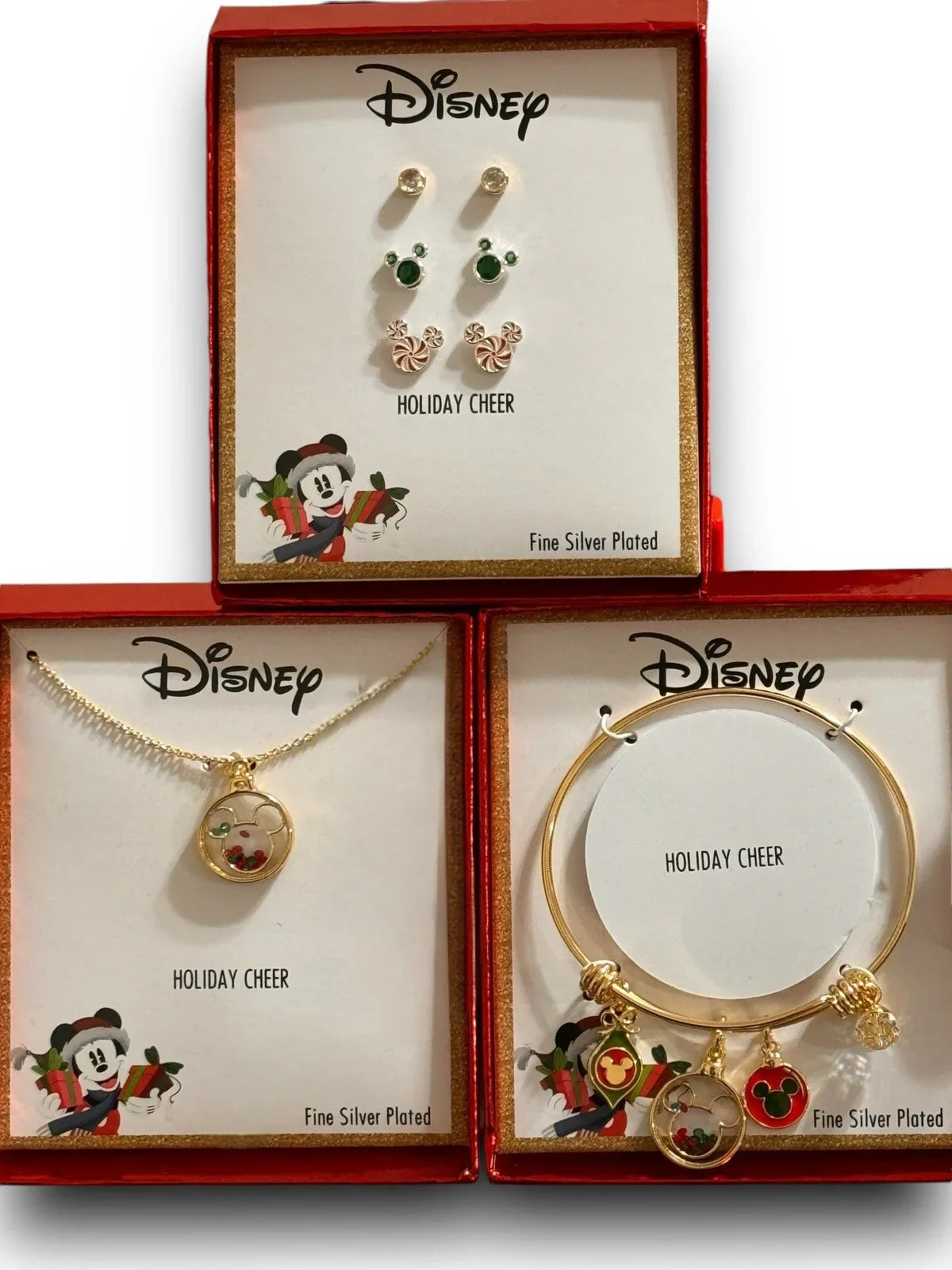 Disney Mickey Charm Bracelet, Necklace & Matching Earrings Bangle Gift Set - Trendiez U ♥ 