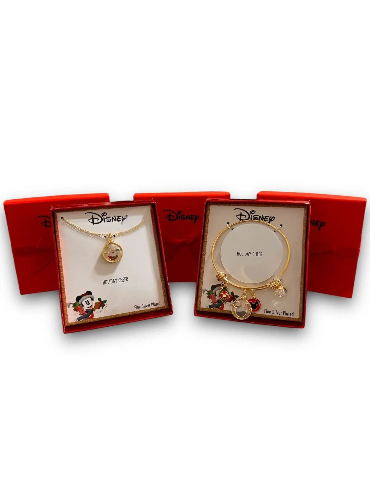 Disney Mickey Charm Bracelet, Necklace & Matching Earrings Bangle Gift Set - Trendiez U ♥ 