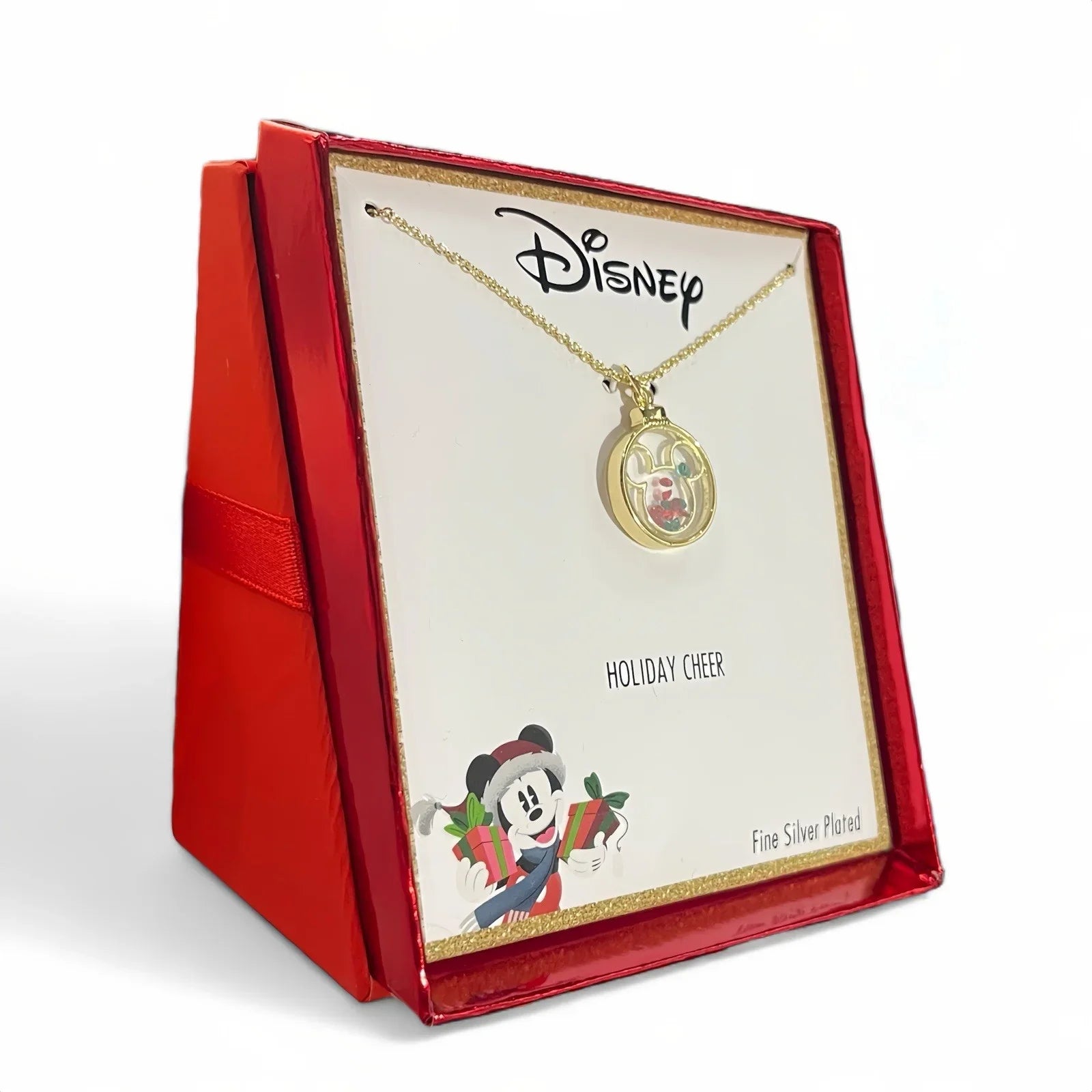 Disney MICKEY MOUSE Fine Silver Plated Christmas Necklace Holiday Cheer NEW 🆓📦 - Trendiez U ♥ 