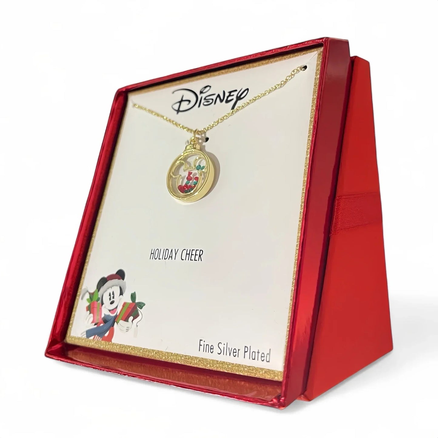 Disney MICKEY MOUSE Fine Silver Plated Christmas Necklace Holiday Cheer NEW 🆓📦 - Trendiez U ♥ 